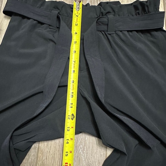🛍️32 Degrees Cool black high waist pants with ties belt and front zipper size S - Picture 3 of 9